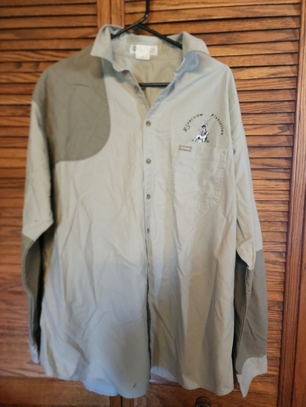Columbia Padded Shoulder Trap Shooting Shirt Tan Mens Size XL